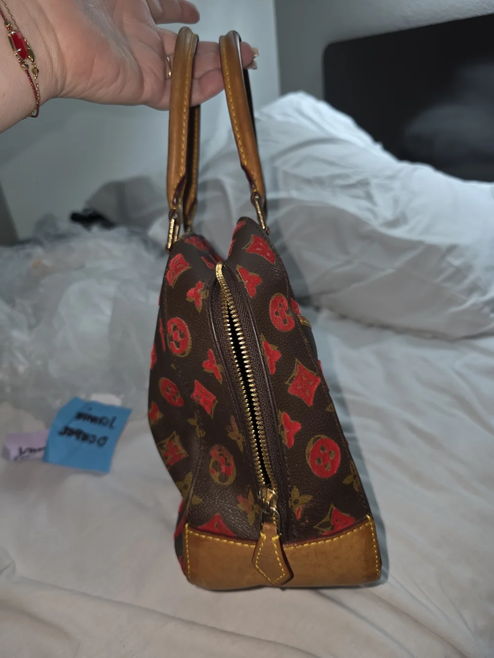 Limited Edition Louis Vuitton Rouge Monogram Tuffetage Deauville Cube Bag